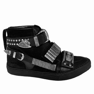 TOGA PULLA Buckle Strap Sneakers Black Leather & Suede 38